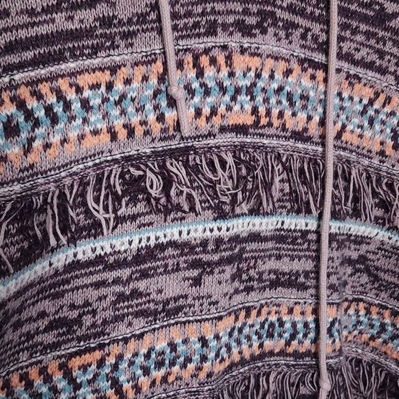 Hollister Baja Textured Fringe Pullover V-Neck Hooded L/S Sweater Size S - Picture 4 of 9